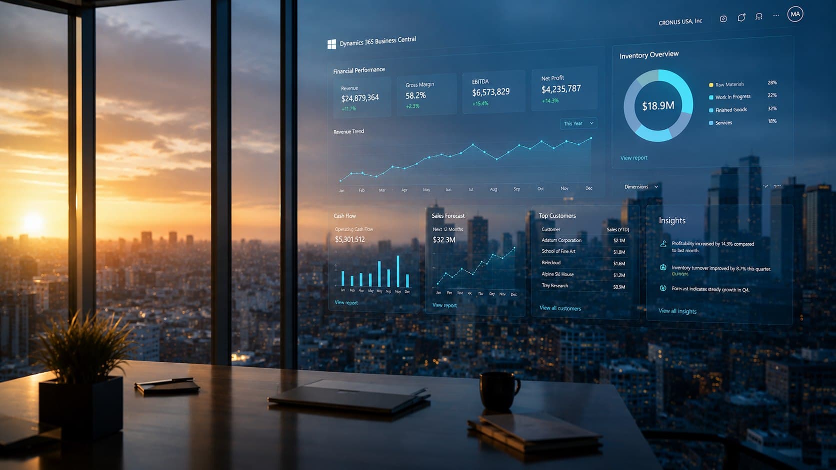 Microsoft Dynamics 365 Business Central dashboard interface