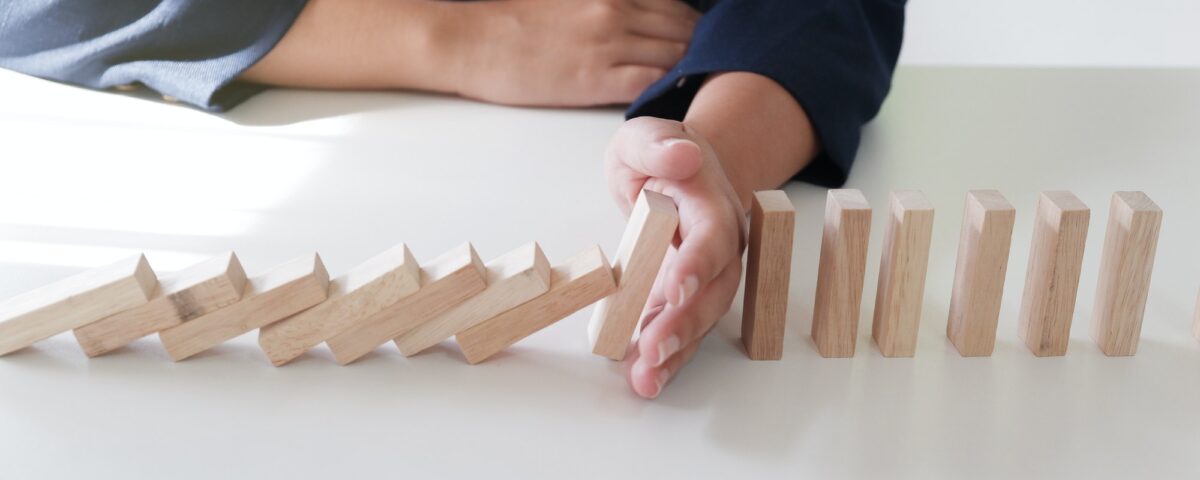 Failure wooden blocks stag. Business concept for growth, planning risk strategy for success process