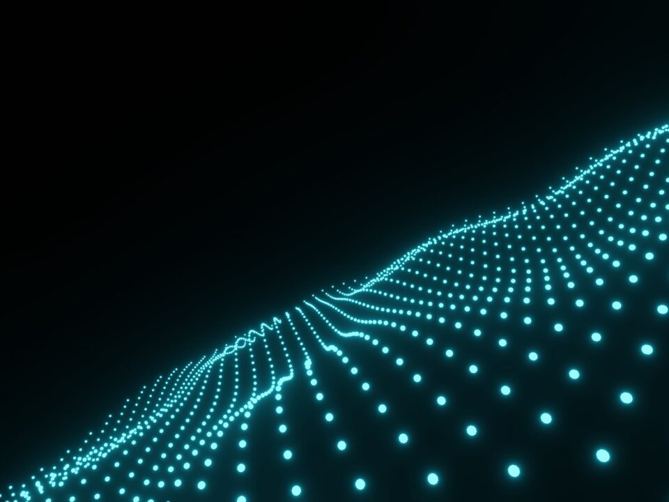 Abstract Futuristic blue Particle wave technology Animation background 3d rendering